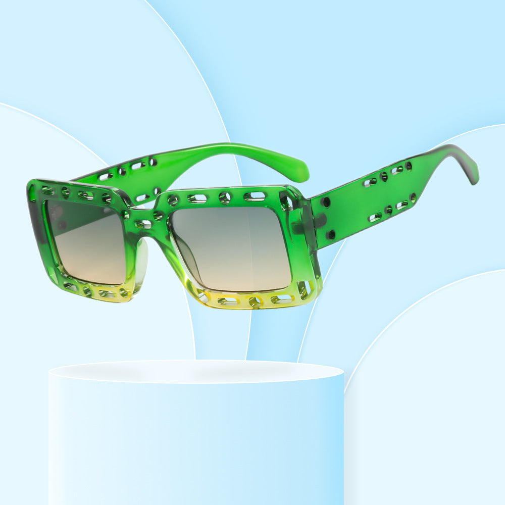 Wholesale PC Square Hollowed -out Pornography Men's and Women's Same Sunglasses